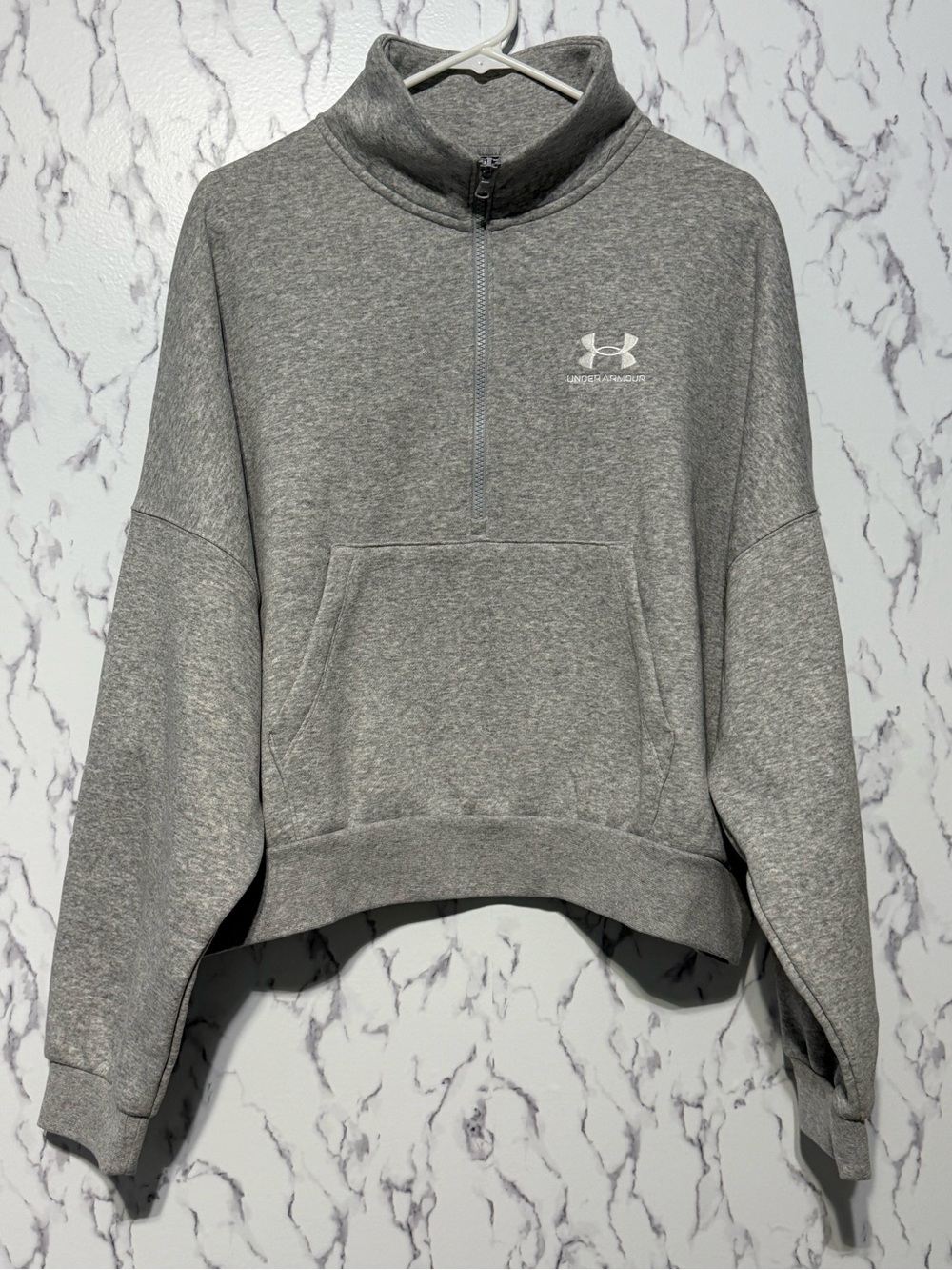 Under Armour Icon Fleece Oversized Half Zip Pullover XL Gray NWT